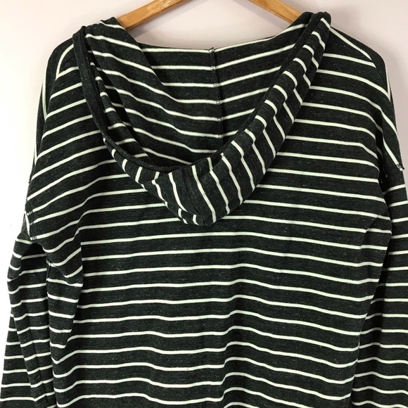 AMERICAN EAGLE Heathered Striped V Neck Split Hem Pullover Hoodie Sweatshirt M - Picture 4 of 10